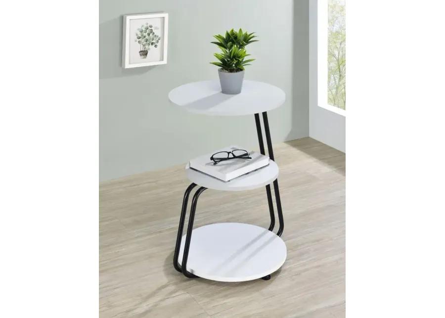 Hilly 3-tier Round Side Table White and Black