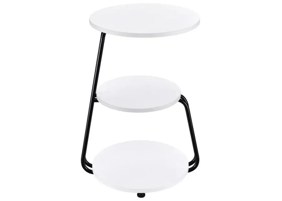 Hilly 3-tier Round Side Table White and Black