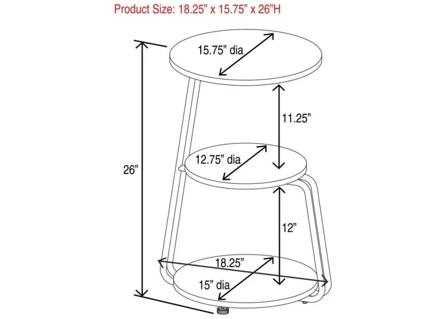 Hilly 3-tier Round Side Table White and Black