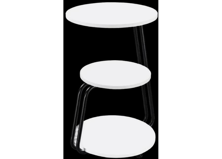 Hilly 3-tier Round Side Table White and Black