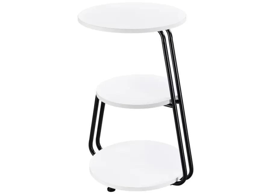 Hilly 3-tier Round Side Table White and Black