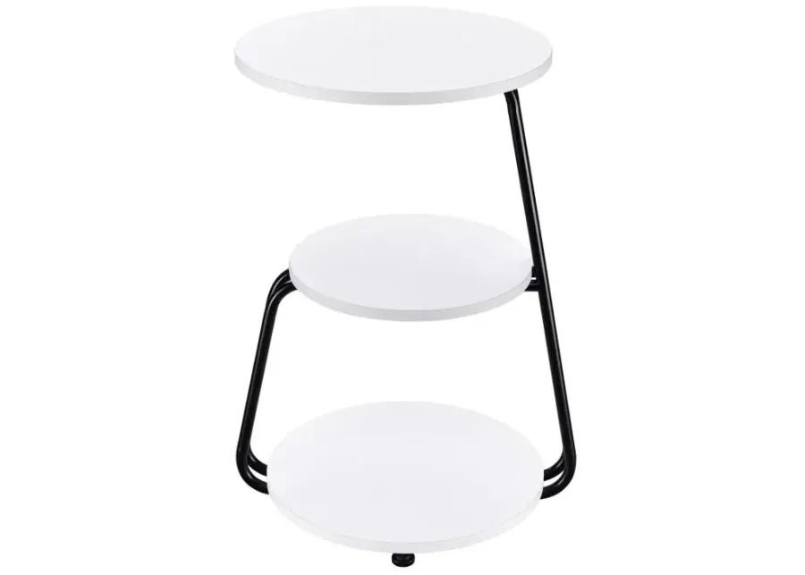 Hilly 3-tier Round Side Table White and Black