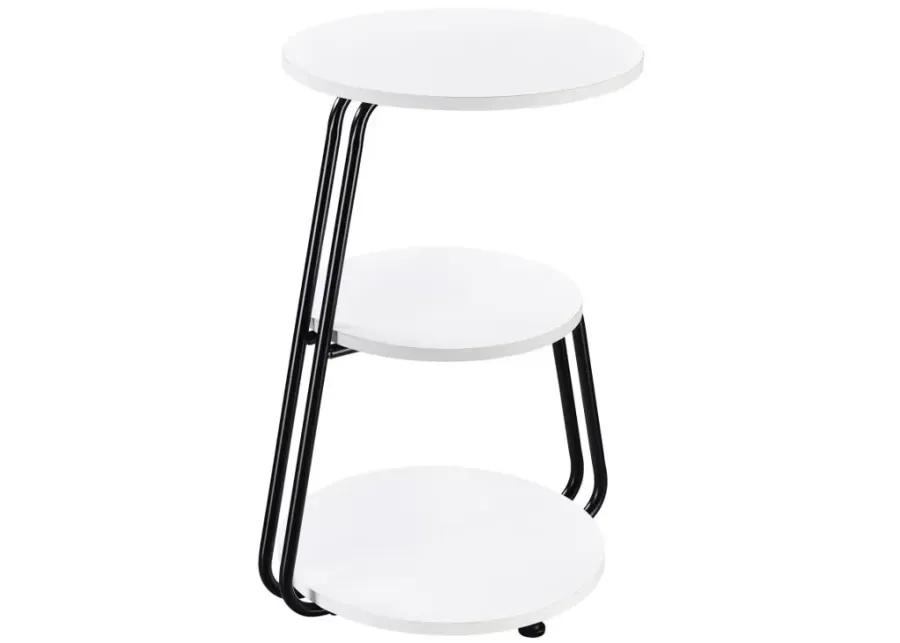 Hilly 3-tier Round Side Table White and Black