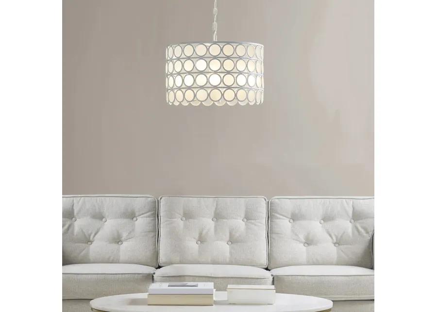 Hampton Hill Abbot White 4-Light Glass Drum Shade Chandelier