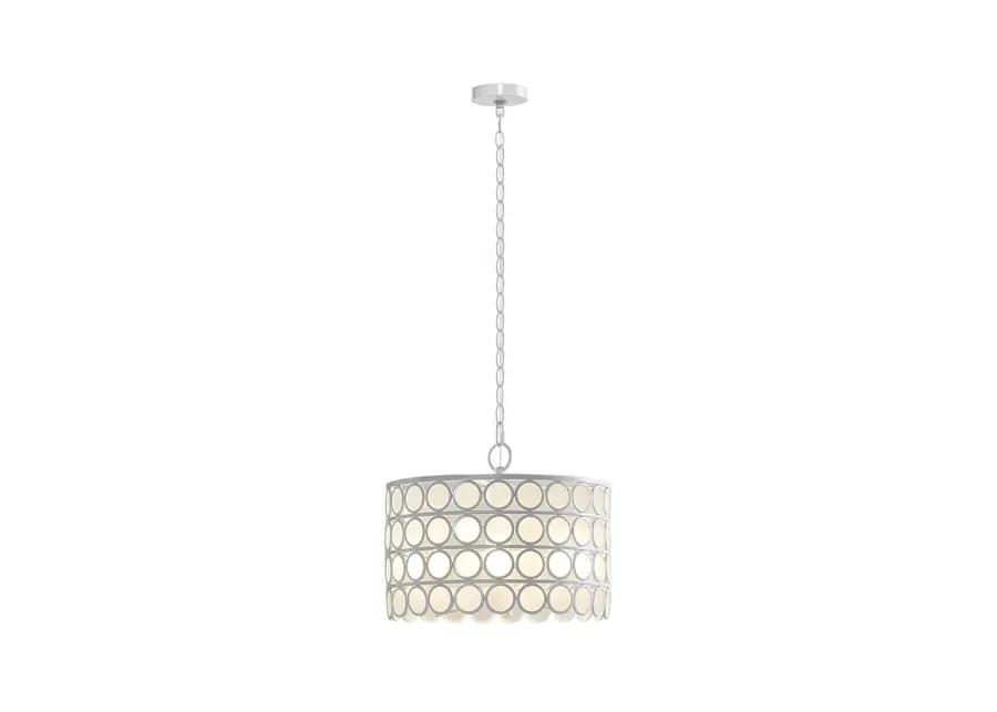 Hampton Hill Abbot White 4-Light Glass Drum Shade Chandelier