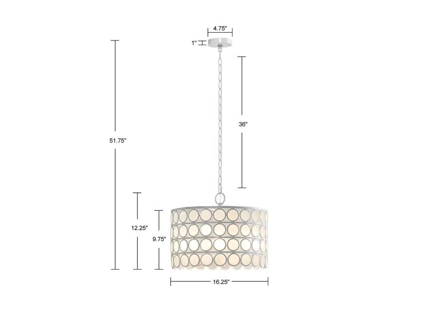 Hampton Hill Abbot White 4-Light Glass Drum Shade Chandelier