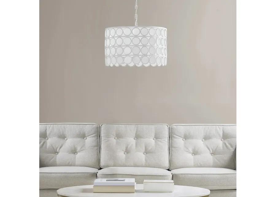 Hampton Hill Abbot White 4-Light Glass Drum Shade Chandelier