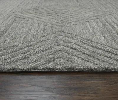 Suffolk Gray/Natural Geometric/Solid Wool 9'x12' Rectangle Rug