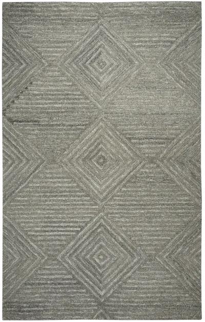 Suffolk Gray/Natural Geometric/Solid Wool 9'x12' Rectangle Rug