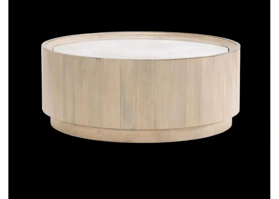 Biscayne Round Cocktail Table W Travertine Top