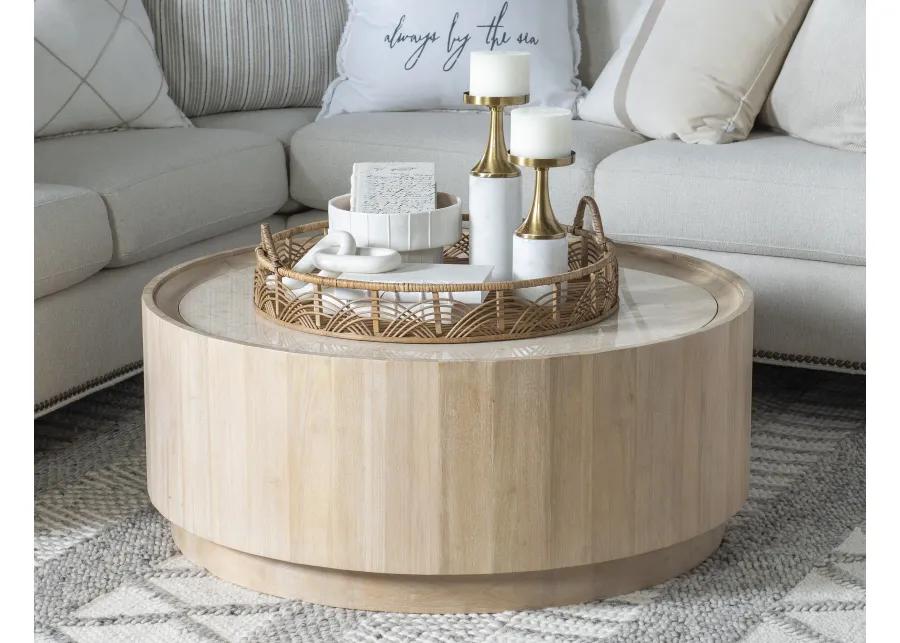 Biscayne Round Cocktail Table W Travertine Top