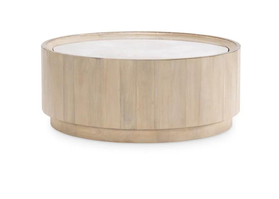 Biscayne Round Cocktail Table W Travertine Top