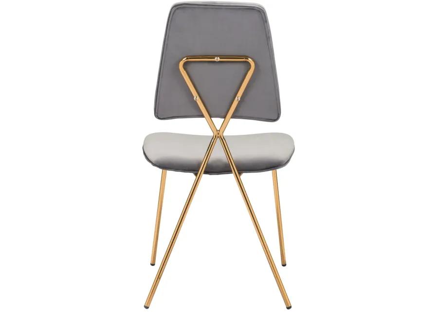 Chloe Dining Chair (Set of 2) Gray & Gold