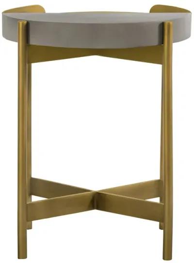 Dua Gray Concrete End Table with Antique Brass