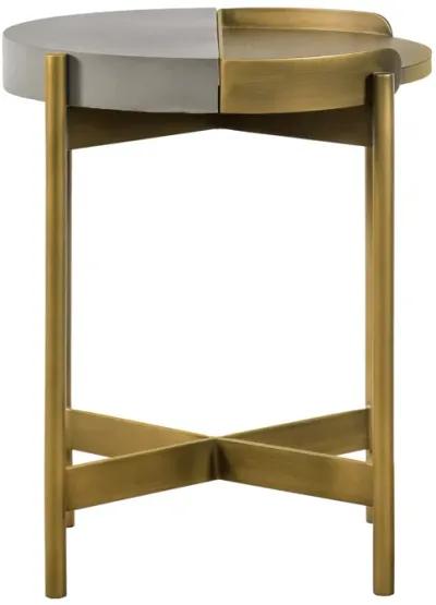 Dua Gray Concrete End Table with Antique Brass