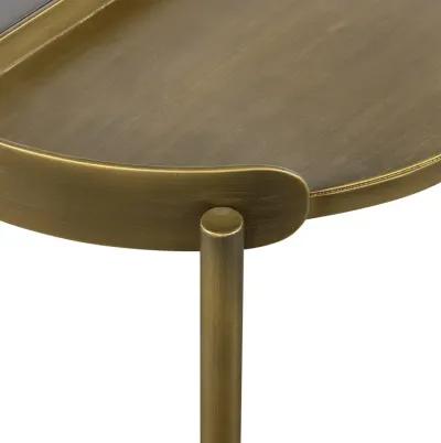 Dua Gray Concrete End Table with Antique Brass