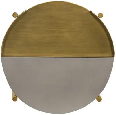 Dua Gray Concrete End Table with Antique Brass