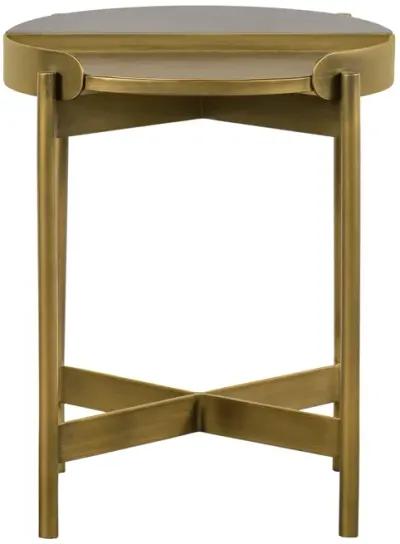 Dua Gray Concrete End Table with Antique Brass