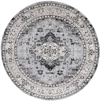 Brentwood 851 Grey / Black 6'-7" X 6'-7" Round Round Powerloomed Rug