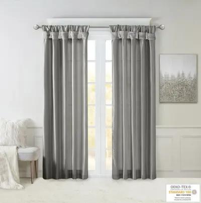 Madison Park Emilia Charcoal Twist Tab Lined Window Curtain Panel