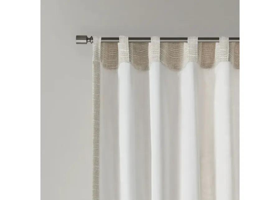 Madison Park Beals Natural Faux Linen Rod Pocket and Back Tab Fleece Lined Curtain Panel