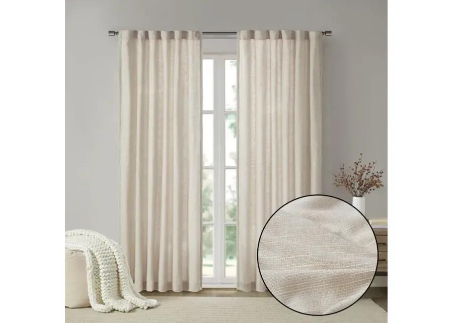 Madison Park Beals Natural Faux Linen Rod Pocket and Back Tab Fleece Lined Curtain Panel