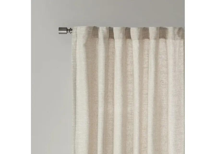 Madison Park Beals Natural Faux Linen Rod Pocket and Back Tab Fleece Lined Curtain Panel