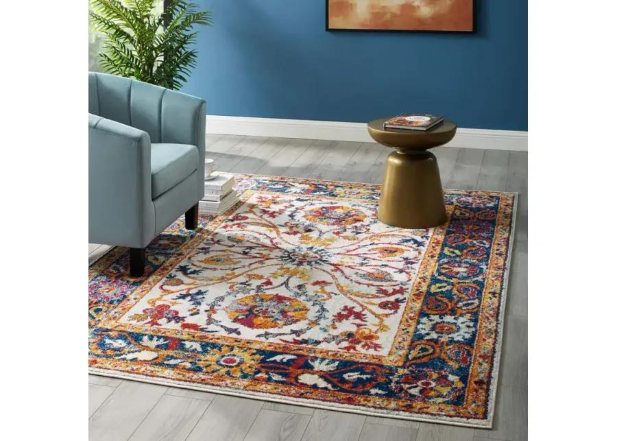 Entourage Samira Distressed Vintage Floral Persian Medallion 5x8 Area Rug