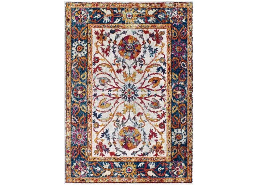 Entourage Samira Distressed Vintage Floral Persian Medallion 5x8 Area Rug