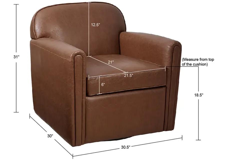 Madison Park Archer Brown Faux Leather 360 Degree Swivel Arm Chair