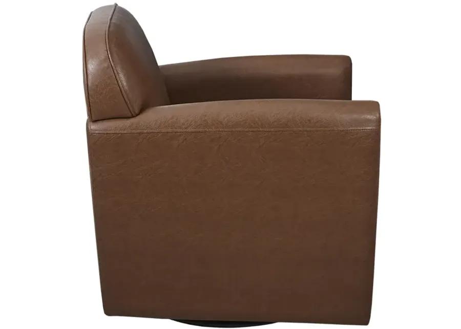 Madison Park Archer Brown Faux Leather 360 Degree Swivel Arm Chair