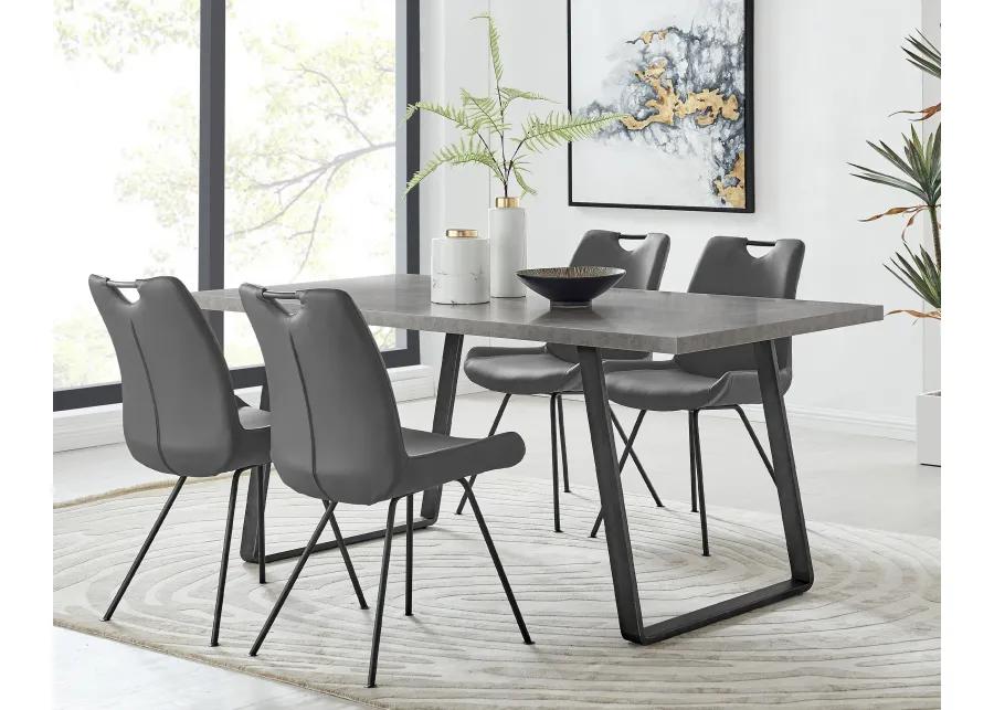 Coronado Contemporary Dining Table in Gray Powder Coated Finish with Cement Gray Top