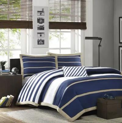 Mi Zone Ashton Khaki/Navy Duvet Cover Set