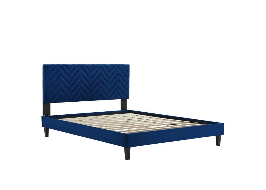 Leah Chevron Tufted Performance Velvet King Platform Bed