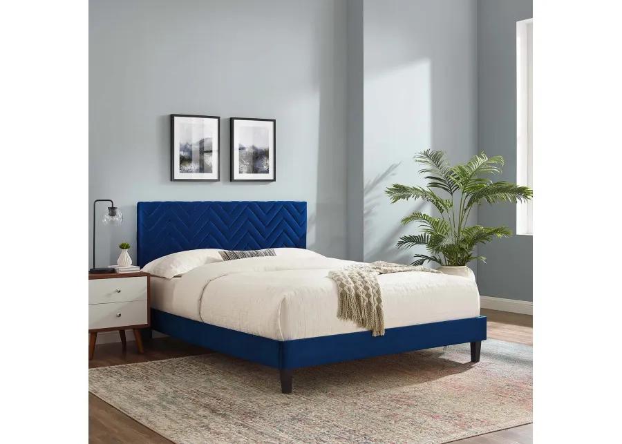 Leah Chevron Tufted Performance Velvet King Platform Bed