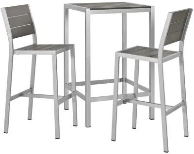 Shore 3 Piece Outdoor Patio Aluminum Pub Set