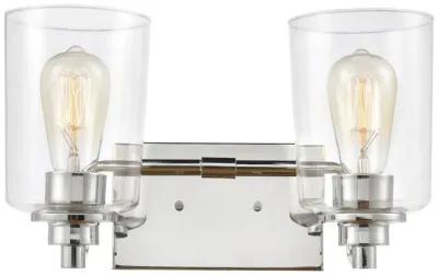 Robins 14" Wide 2-Light Vanity Light - Polished Chrome with Clear Glass