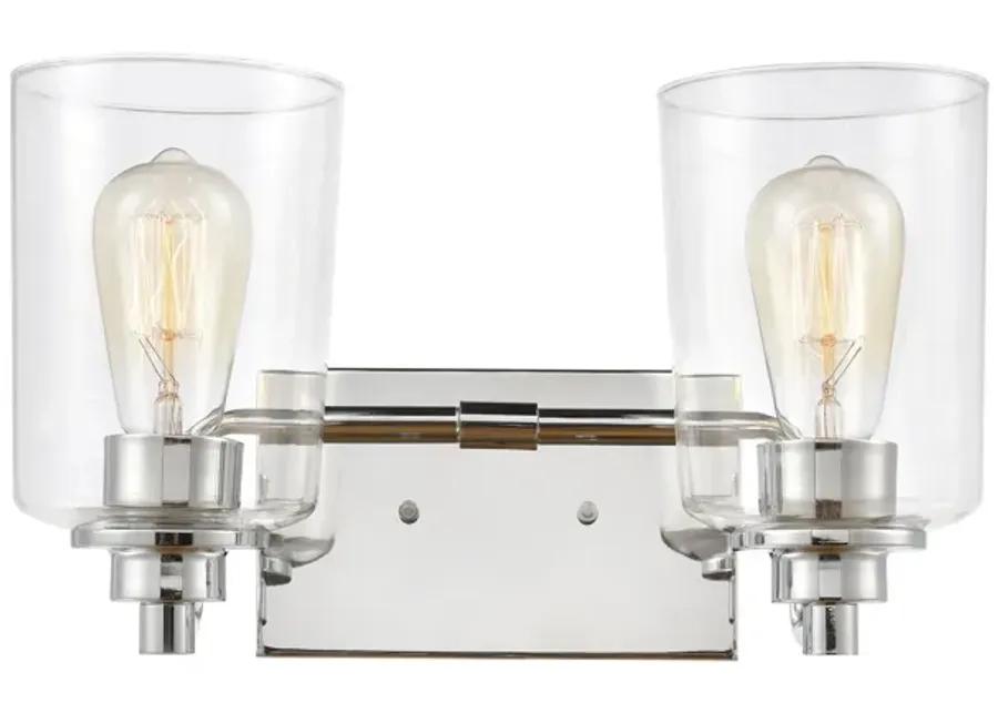 Robins 14" Wide 2-Light Vanity Light - Polished Chrome with Clear Glass