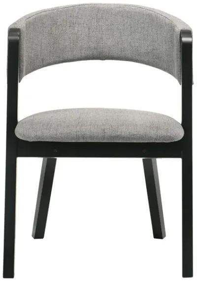 Rowan Gray Upholstered Dining Chairs in Black Finish - Set of 2