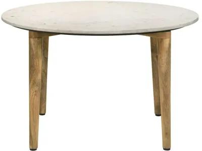 Aldis Round Marble Top Coffee Table White and Natural