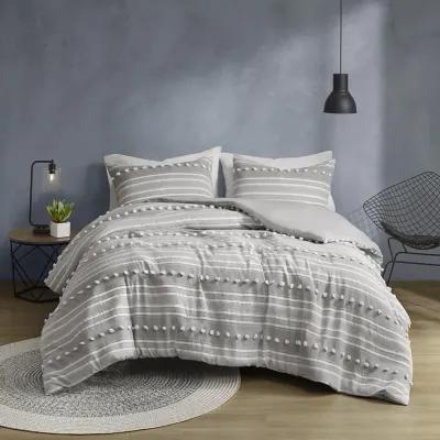 Rowan Striped Clipped Jacquard Duvet Cover Set