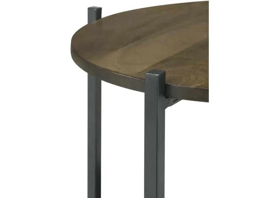 Axel Round Accent Table with Open Shelf Natural and Gunmetal