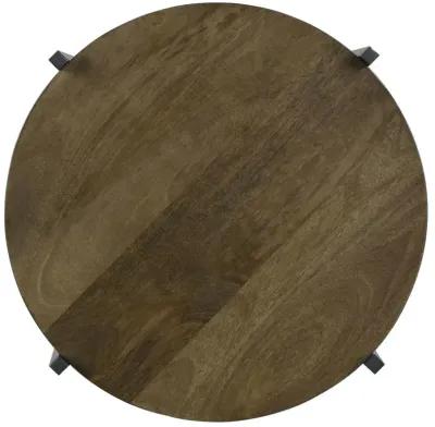 Axel Round Accent Table with Open Shelf Natural and Gunmetal