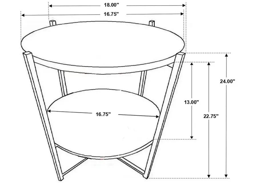 Axel Round Accent Table with Open Shelf Natural and Gunmetal