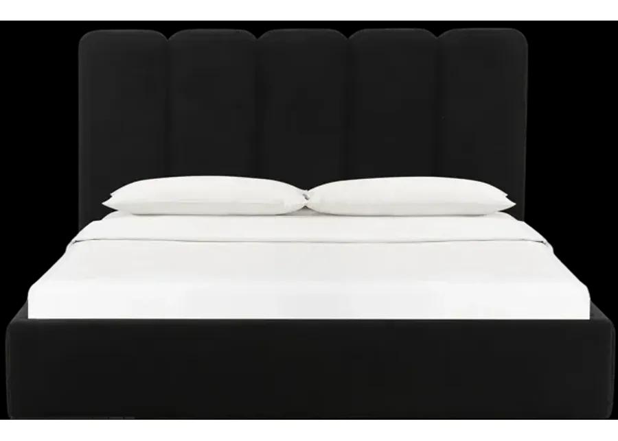 Palani Black Velvet King Bed