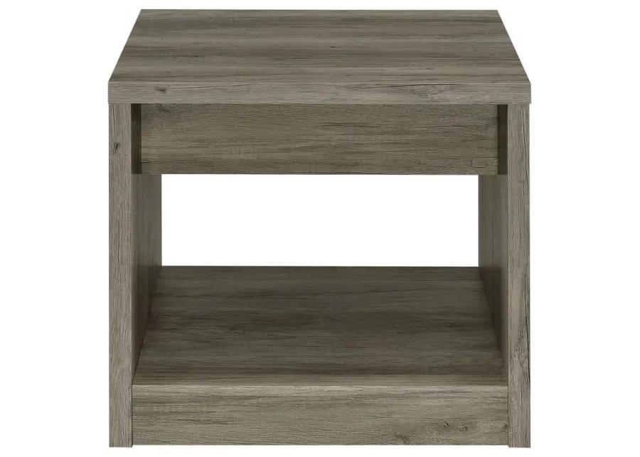 Felix 1-drawer Square Engineered Wood End Table Grey Driftwood