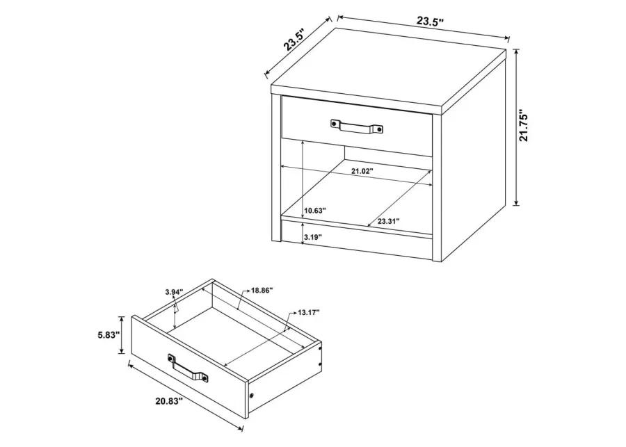 Felix 1-drawer Square Engineered Wood End Table Grey Driftwood