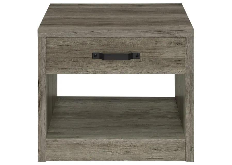 Felix 1-drawer Square Engineered Wood End Table Grey Driftwood