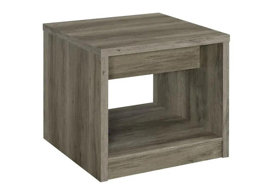 Felix 1-drawer Square Engineered Wood End Table Grey Driftwood