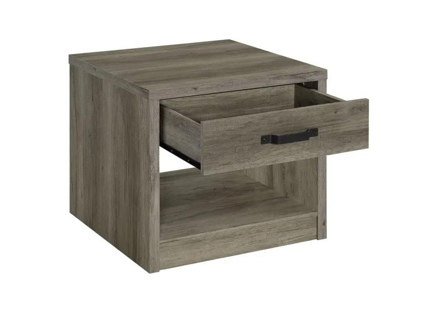 Felix 1-drawer Square Engineered Wood End Table Grey Driftwood